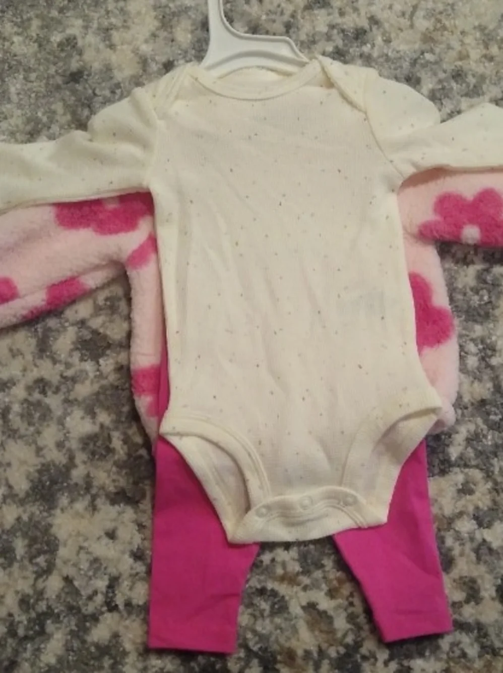 New Carter's Baby Pink Fuzzy Floral Half-Zip Pullover Set Size 3M